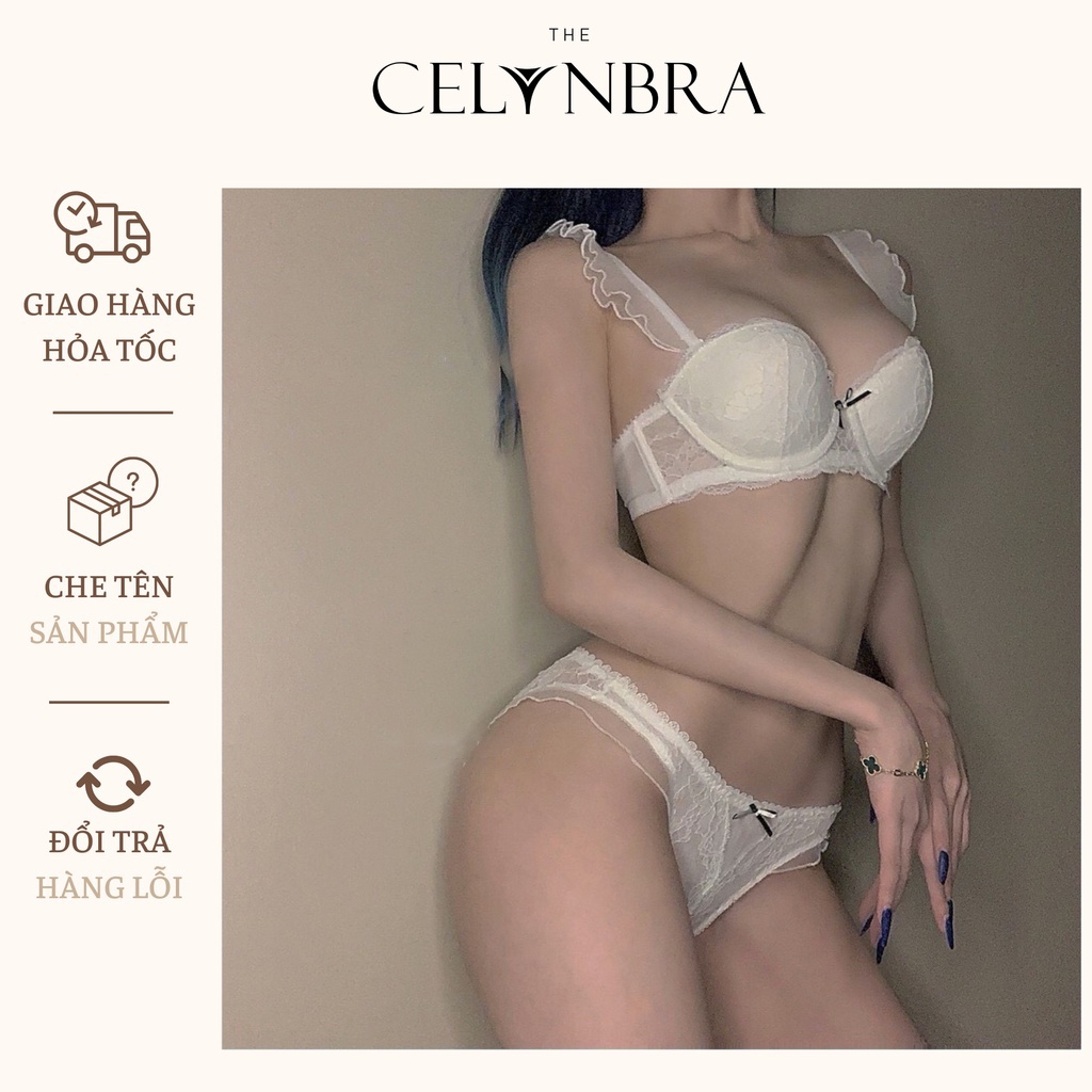 Bộ đồ lót ren mềm sexy có gọng đệm mỏng quai bèo siêu xinh THE CELYNBRA - B01