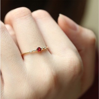 ♥Nhẫn Đính Hôn Mạ Vàng 18k Đính Đá Ruby Phong Cách Âu Mỹ Thời Trang