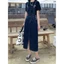 FREESHIP YẾM VÁY XANH ĐẬM VINTAGE DEMIN
