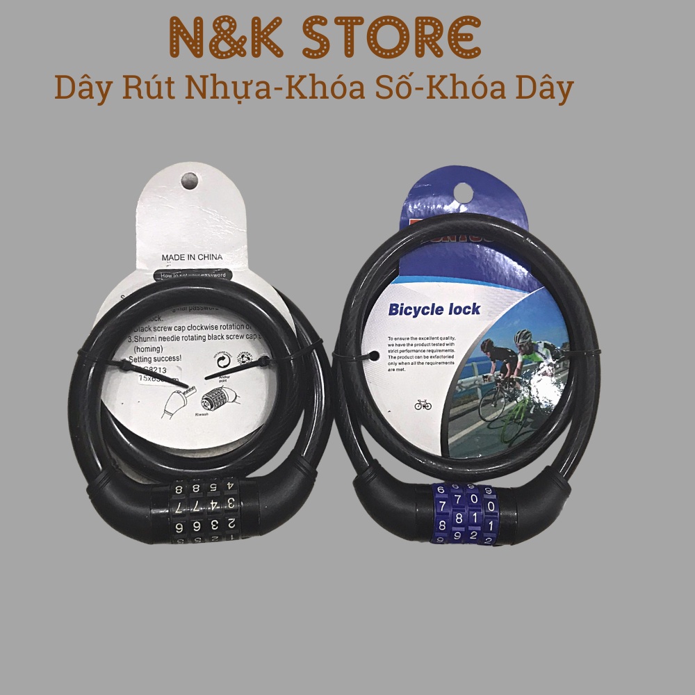 Dây khóa 4 số chống trộm xe đạp xe máy, khóa dây số khóa cửa khóa cổng chắc chắn
