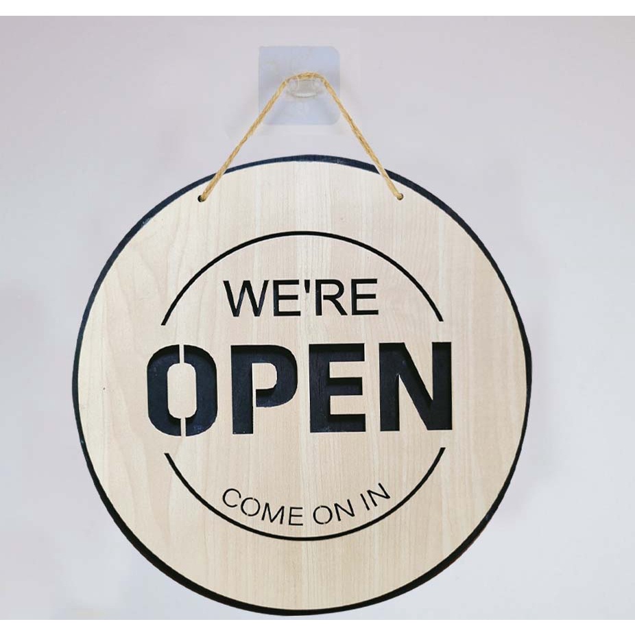 Bảng gỗ Open Closed treo cửa 2 mặt trang trí decor sang trọng độc đáo