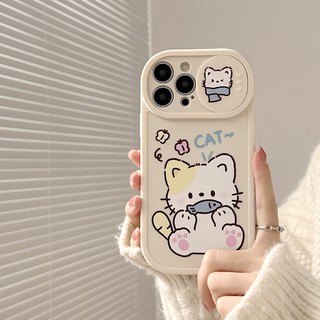 Ốp lưng iphone nắp trượt cam Họa Tiết Chú Mèo Cá Độc Đáo iPhone 11 pro max X Xr Xs 7 8 14 Plus Se 2020 12 13 pro max 13