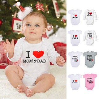 Mùa Hè Sơ Sinh Quần Áo Cho Bé Yêu Mẹ Và Bố Ngọt Ngào Tập Đi Jumpsuit Bé Trai Bé Gái Dài / Ngắn Tay Cotton Body Phù Hợp Với Z2N8