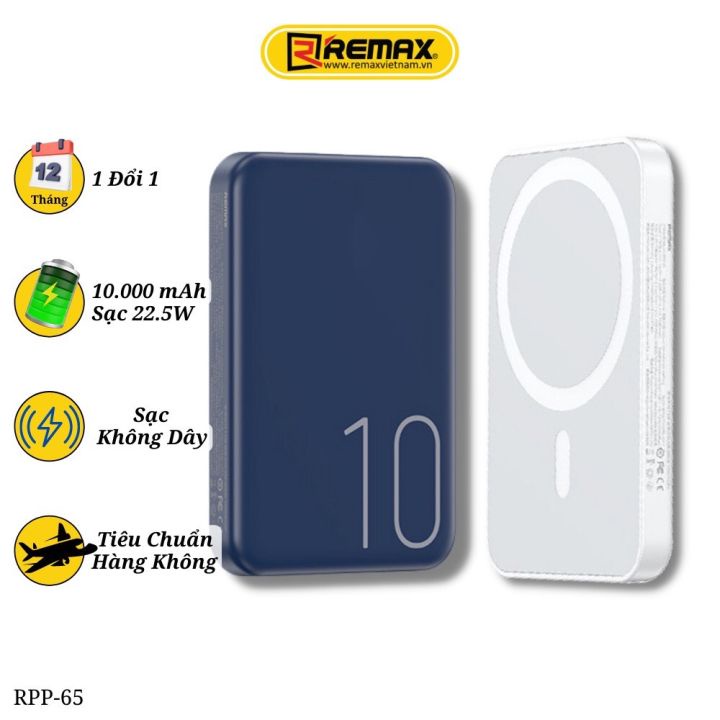Pin sạc dự phòng sạc nhanh Remax RPP-65 10000mAh(sạc không dây)wireless ...