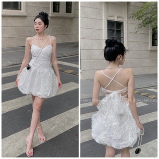 [HAN’S STORE ]ĐẦM HOA DỆT NỔI PHONG CÁCH TIỂU THƯ( ẢNH THẬT)