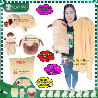 GẤU MỀN 3IN1 CHÓ PUG MỀN HÀNG CAO CẤP CÓ CR DÙNG NẰM ÔM ĐẮP NGỦ SIÊU TIÊN LỢI - THÚ NHỒI BÔNG MỀN 3IN1