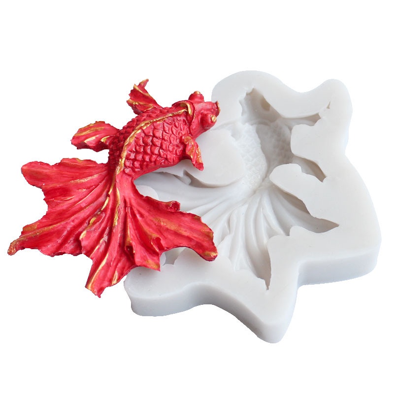Khuôn Silicone Tạo Hình Làm Bánh Kẹo Hình Cá Vàng 3D DIY