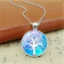 Vòng cổ mặt dây chuyền họa tiết cây tinh tế màu bạc cổ điển với Cabochon thủy tinh thủ công đẹp