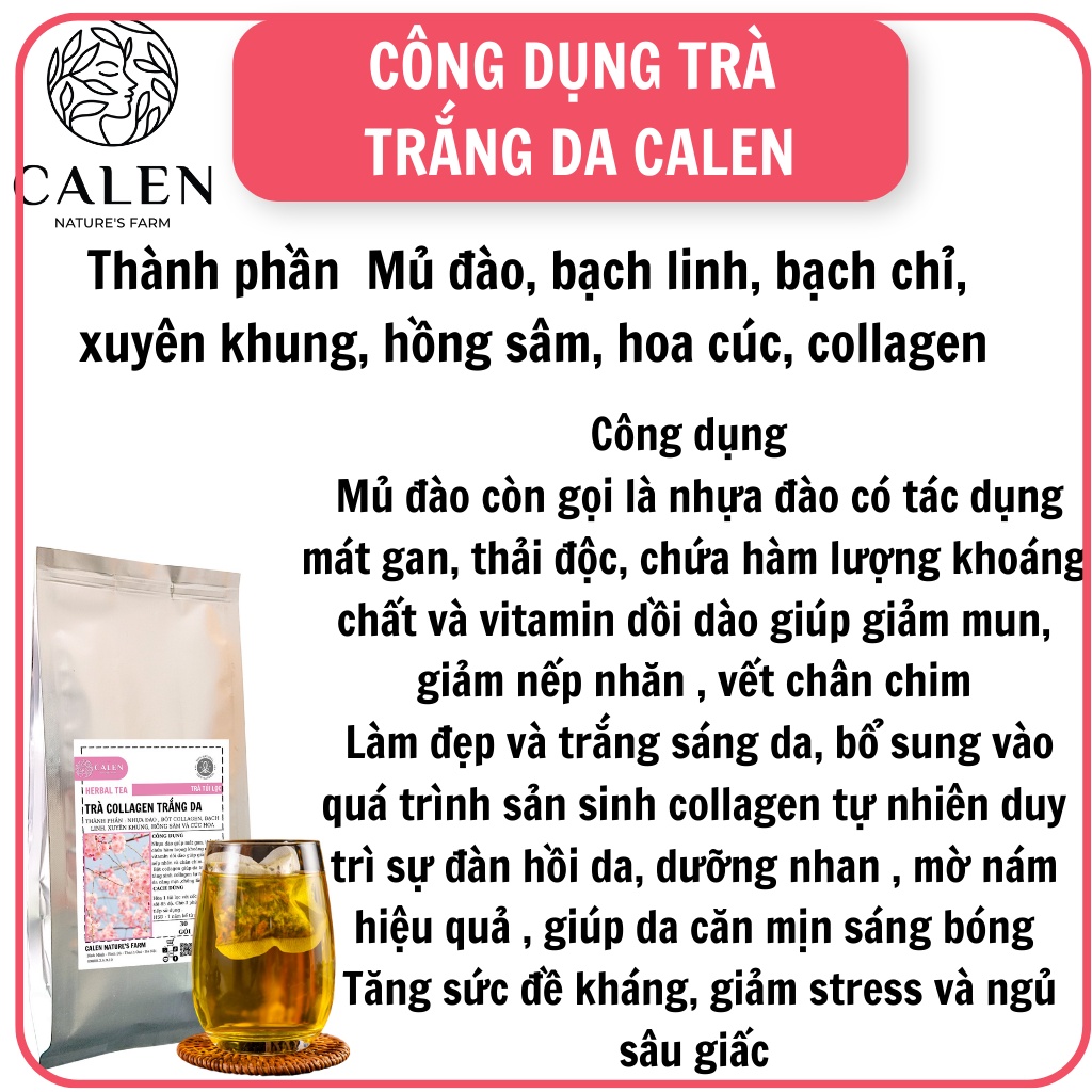 [Trà dưỡng nhan bổ khí ] Trà trắng da Calen Nature Farm dưỡng khí huyết hồng hào, cân bằng nội tiết tố nữ bổ thận nữ