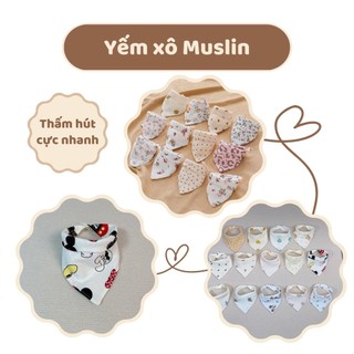 Yếm xô muslin ăn dặm chính hãng Mily 2 lớp vải.