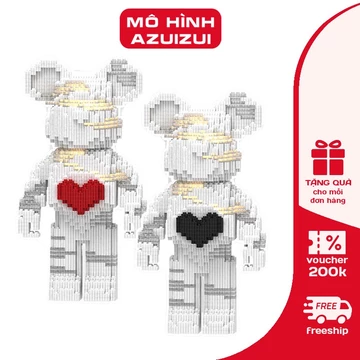 Lego Gấu Bearbrick trắng, đồ chơi lego, mô hình lắp ráp Bearbrick 3D decor trang trí, quà tặng lego