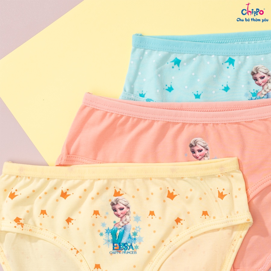 Ảnh Set 3 quần chip chéo tam giác cho bé gái từ 14 đến 50kg Chippo họa tiết Elsa dễ thương chất vải 100% cotton cao cấp 2