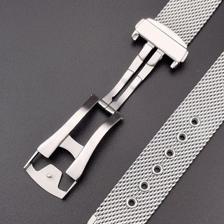 Dây Đồng Hồ Thay Thế Bằng Thép Không Gỉ Dạng Lưới Màu Bạc 20mm 22mm Cho Omega Seamaster 007