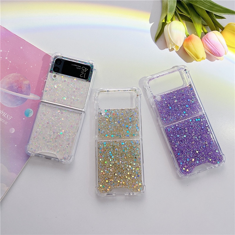 Ốp Điện Thoại Silicon Mềm Trong Suốt Chống Sốc Đính Kim Tuyến Sang Trọng Cho Samsung Galaxy Z Flip 4 Z Flip 3 5G Z Flip 4 Zflip3 Z Flip4 Z Flip 3