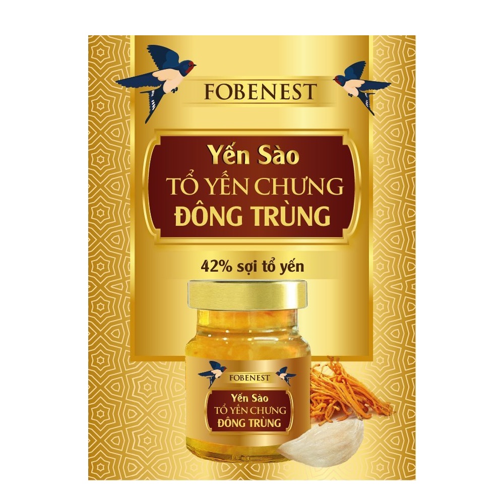 (VÀNG) Yến Sào Fobenest Đông Trùng Hạ Thảo 42% Yến N2 - Lọ 70ml