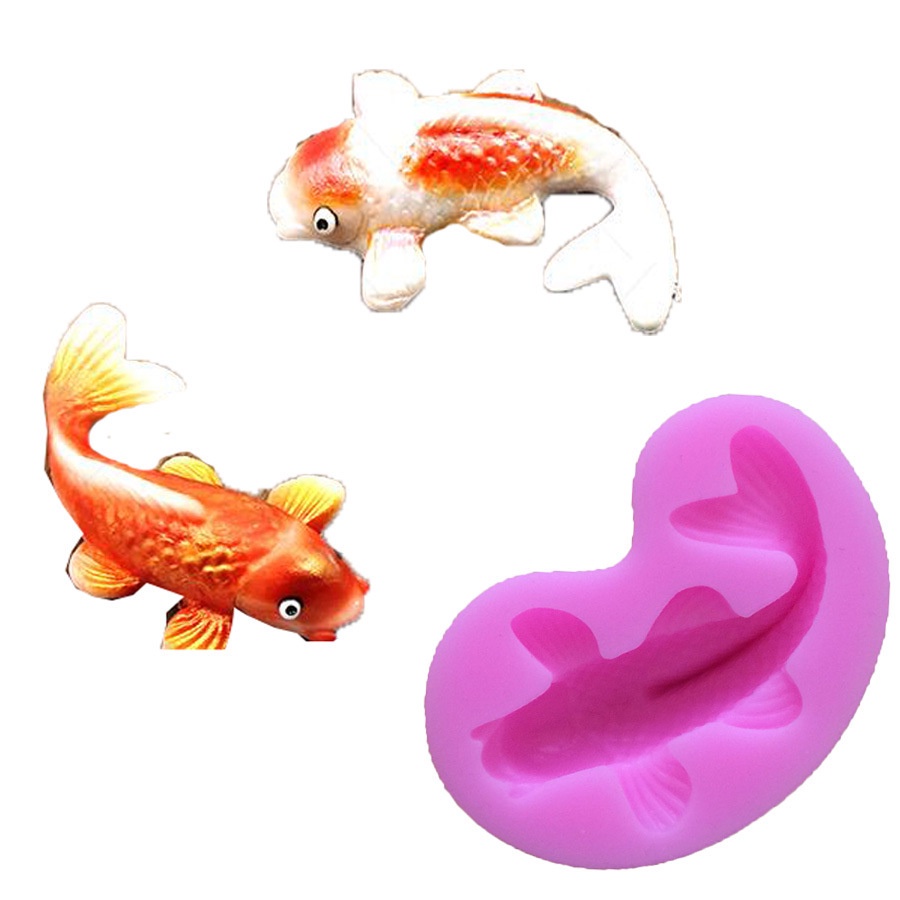 Khuôn Silicone Tạo Hình Làm Bánh Kẹo Hình Cá Vàng 3D DIY