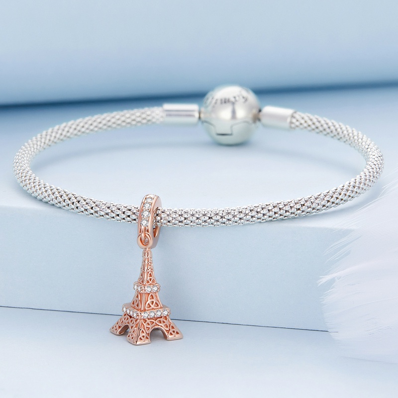 Bamoer Hạt Xâu Chuỗi Bạc 925 Hình Tháp Eiffel Thời Trang Kèm Vòng Tay Diy Dành Cho Nữ Sinh
