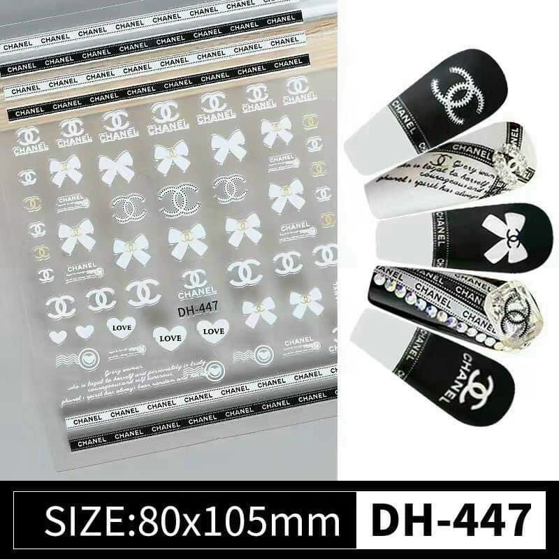 sticker nơ thương hiệu dán móng, channel, dior, LV, ysl | Shopee Việt Nam