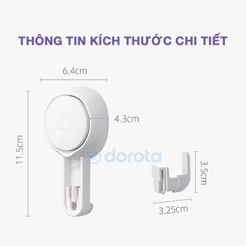 Ảnh Móc dán tường chịu lực cao cấp DOROTA tái sử dụng nhiều lần tải treo 5kg miếng dính hút chân không chống nước AW554 4