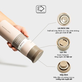 Bình giữ nhiệt Tyeso Favour 500ml, Fan House bình giữ nhiệt chính hãng inox 304, vỏ chống xước