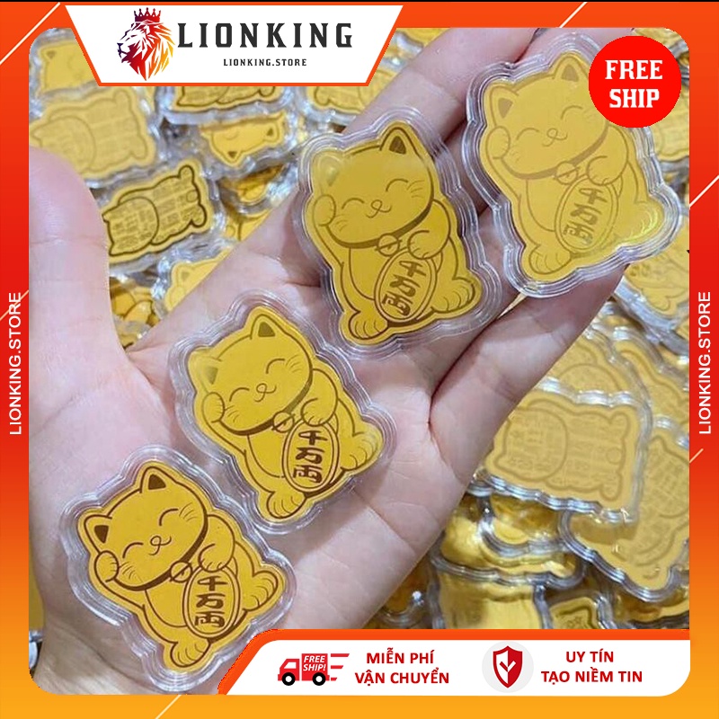 Miếng Dán Mèo Thần Tài và Trâu Vàng Hút Tài Lộc Dùng Ốp Điện Thoại Để Trong Ví Phong Thủy