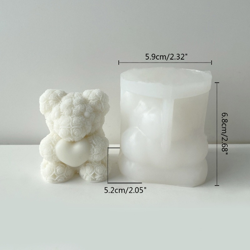 Khuôn Silicone Tạo Hình Làm Nến Thủ Công Hình Gấu Hoa Hồng Để Bàn Trang Trí Nhà Cửa