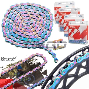 Xích Xe Đạp Đường Bộ VXM MTB 6 / 7 / 8 / 9 / 10 Tốc Độ Dầu Slick Mạ Nhiều Màu Sắc Oilslick Hoàn Toàn Mạ Điện Quá Trình Anit-Rush Xích Xe Đạp Với Master Miss Link Tương Thích Shimano