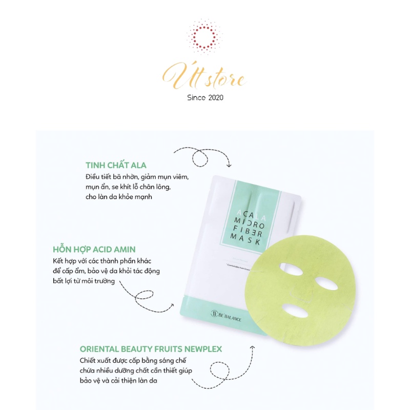 Mặt nạ dưỡng da Be’balance 3 in 1 Hàn Quốc Microfiber Mask, #Azulene #Idebenone #Acala #Pro B5 #Salmon, sample - 5 màu