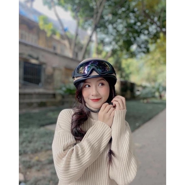 Ảnh Mũ bảo hiểm 1/2 đầu Hpro Helmet thời trang, Tem hình ROCK cá tính, Freesize (55-59cm) kèm kính UV, phi công 4