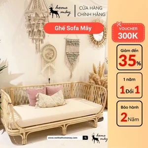 Sofa mây nữ hoàng CAO CẤP - Trang trí phòng khách, homestay, khách sạn HOME MÂY