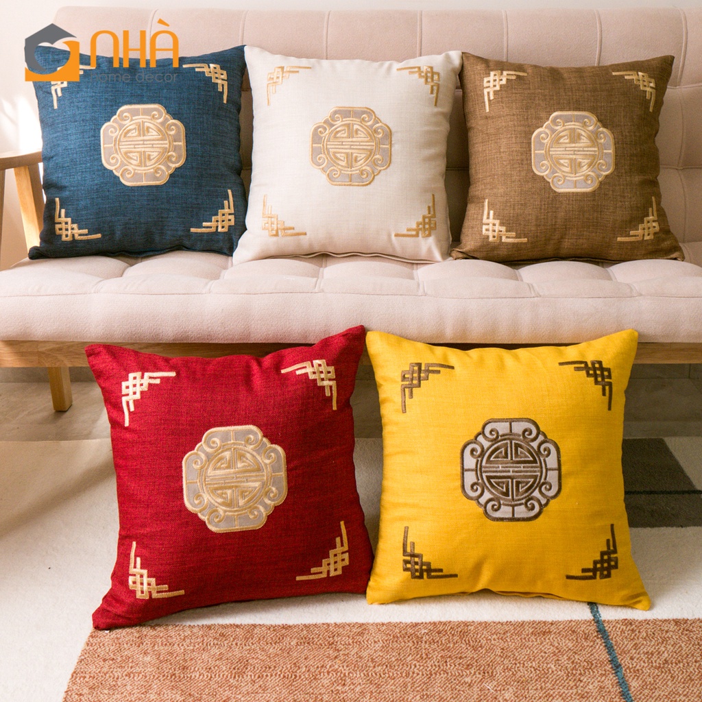 Vỏ Gối Vuông Trang Trí Sofa Họa Tiết Hoa Văn Cổ Điển Sang Trọng Passion