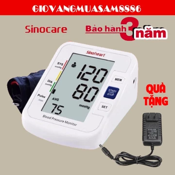 Máy đo huyết áp bắp tay GIỌNG NÓI TIẾNG VIỆT Sinoheart BA-801 sử dụng điện 220v và bộ chuyển đổi nguồn