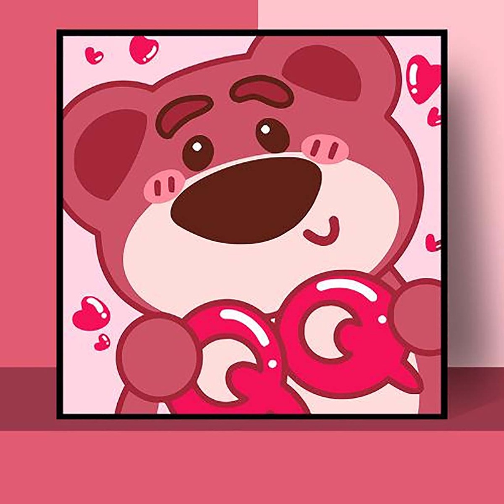 Tranh Tô Màu Gấu Dâu Tây Lotso Theo Số Hóa Mini Có Khung 20X20Cm Cute Cho  Bé Trẻ Em Người Lớn Ít Chi Tiết Hình Vuông | Shopee Việt Nam