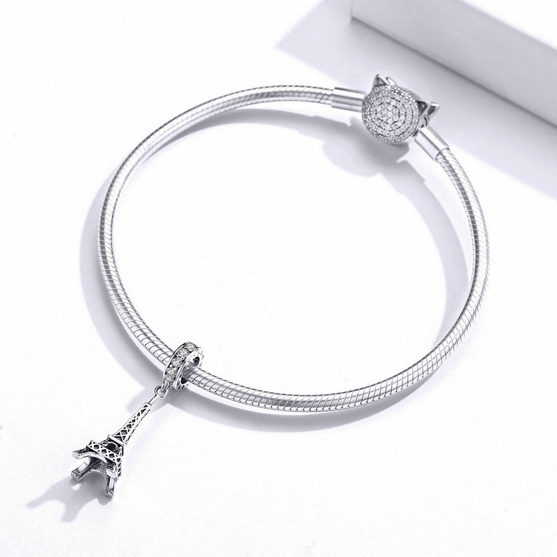 Bamoer Hạt Xâu Chuỗi Bạc 925 Hình Tháp Eiffel Thời Trang Kèm Vòng Tay Diy Dành Cho Nữ Sinh