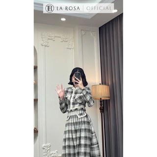 Set Váy Dạ Cao Cấp Áo Cổ Tàu Croptop Kèm Chân Váy Dài Dáng Xòe Xếp Li La Rosa Thiết Kế Thanh Lịch Sang Chảnh S250