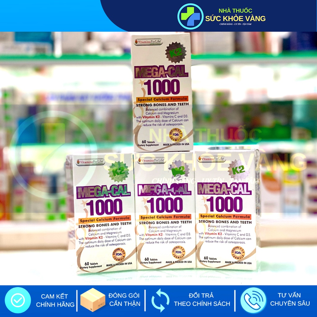 Mega Cal 1000 - Viên Uống Bổ Sung Canxi, Vitamin Cần Thiết, Giúp Xương ...