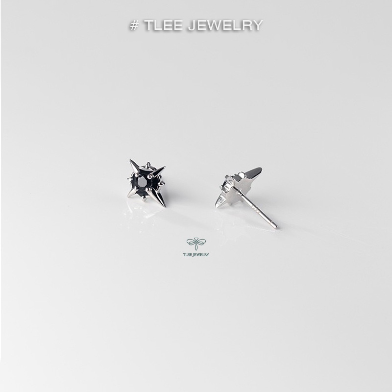 Ảnh Khuyên tai bạc TLEE mẫu galvin đá đen cá tính TLEE JEWELRY B0264 3