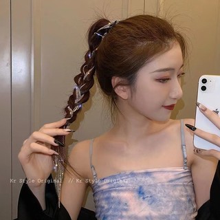 Kẹp tóc bện dây đính đá siêu lấp lánh thời trang