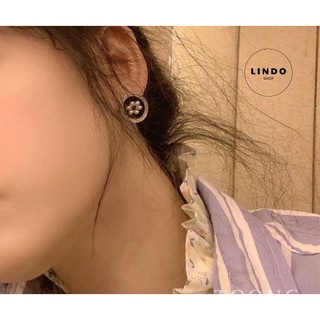 Khuyên tai nữ tròn đính đá phong cách hiện đại LINDO