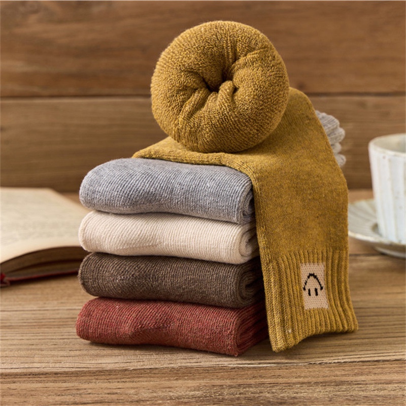 Tất nữ lót lông 100% cotton Nhật vớ dày siêu mềm giữ ấm mùa đông Fuji