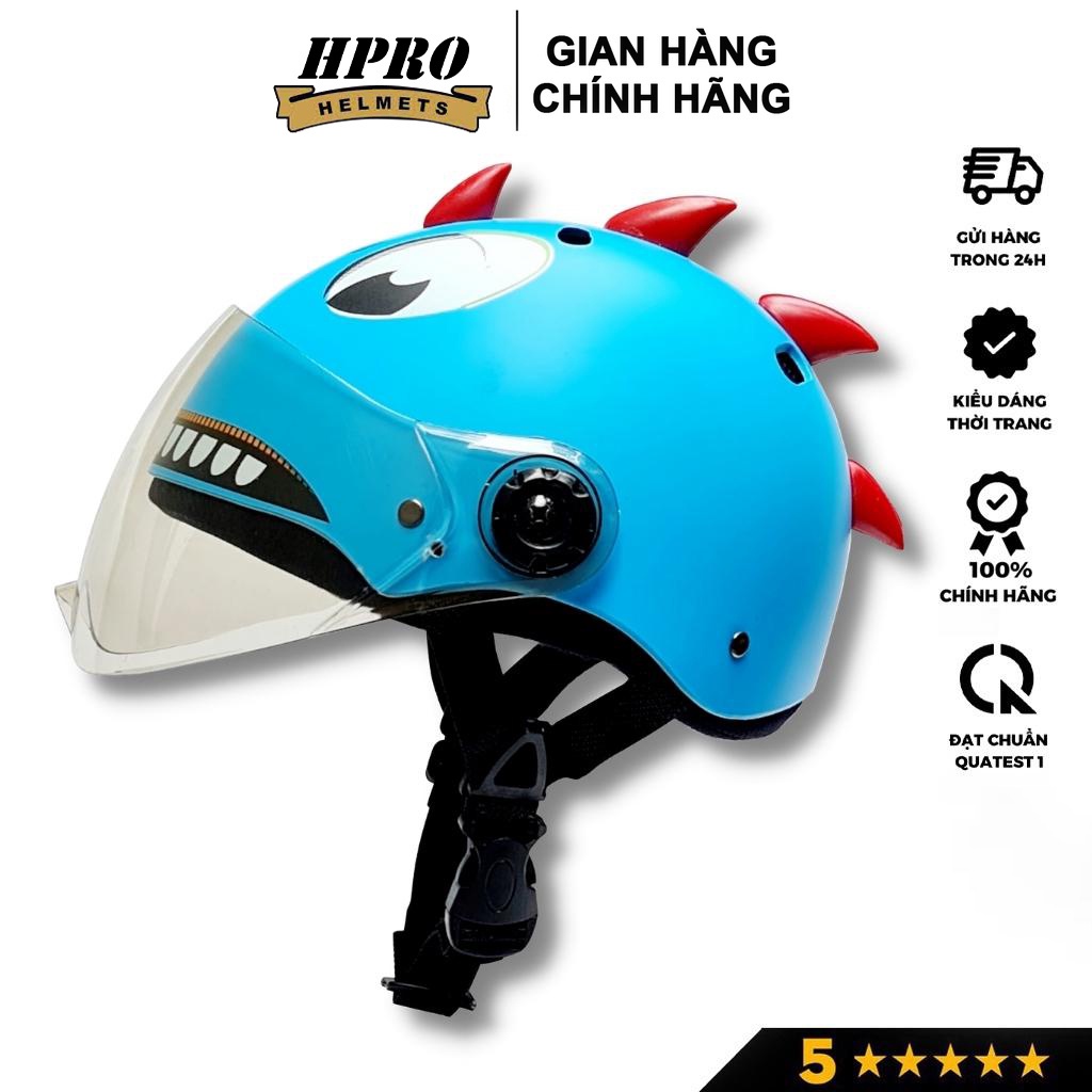 Ảnh Mũ bảo hiểm cho bé Hpro helmet có kính, siêu nhẹ, họa tiết khủng long cute, đáng yêu cho trẻ em từ 3-9 tuổi 4