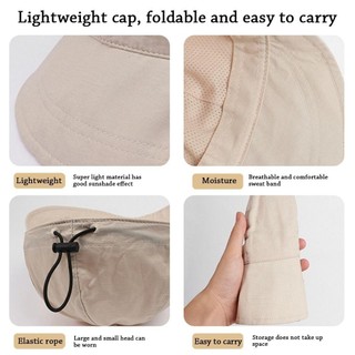 Mũ chống nắng POCKETN, Mũ đi biển vành rộng có thể gập lại, Dây rút có thể điều chỉnh đuôi ngựa mùa hè Tấm che khô nhanh nam nữ