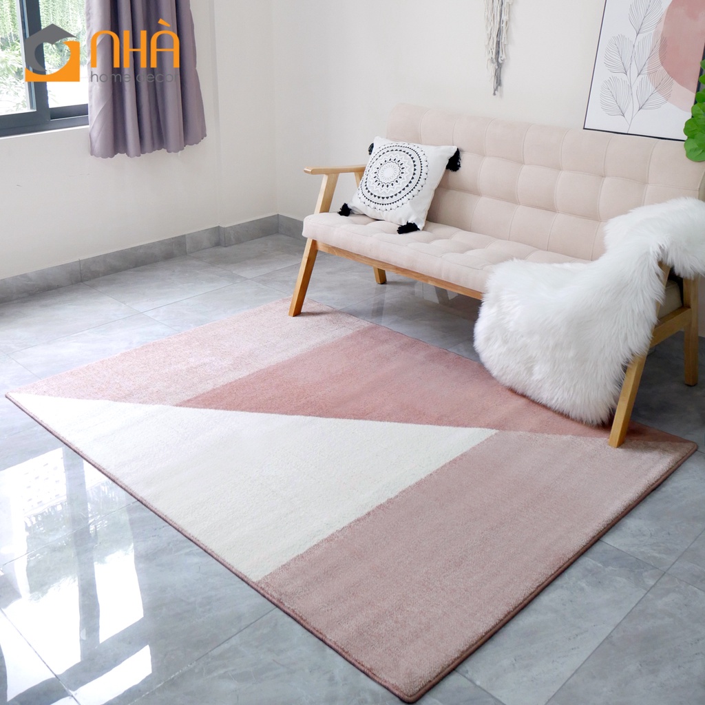 Thảm Lông Sợi Ngắn Victoria Cao cấp Họa Tiết Hình Học Đơn Giản Sang Trọng