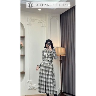Set Váy Dạ Cao Cấp Áo Cổ Tàu Croptop Kèm Chân Váy Dài Dáng Xòe Xếp Li La Rosa Thiết Kế Thanh Lịch Sang Chảnh S250