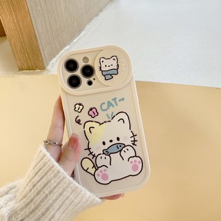 Ốp lưng iphone nắp trượt cam Họa Tiết Chú Mèo Cá Độc Đáo iPhone 11 pro max X Xr Xs 7 8 14 Plus Se 2020 12 13 pro max 13
