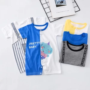 Bộ Jumpsuit Trẻ Em Cotton Nguyên Chất Mùa Hè Phong Cách Mới Phiên Bản Hàn Quốc Bé Trai Mỏng Phong Cách Nữ Tay Ngắn Áo Liền Quần Trẻ Em 3