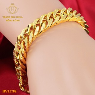 Lắc Tay Nam, Vòng Tay Nữ Trơn Xi Mạ Vàng Non Cao Cấp - Trang Sức Hava Hong Kong - HVLT37