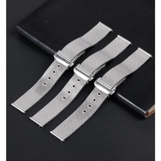 Dây Đồng Hồ Thay Thế Bằng Thép Không Gỉ Dạng Lưới Màu Bạc 20mm 22mm Cho Omega Seamaster 007