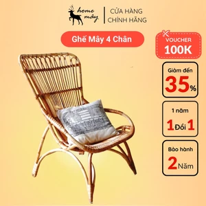 Ghế Mây Lưng Cao Armchair Vàng HOME MÂY - Trang Trí Quán Cafe, Phòng Khách, Ban Công Cao Cấp