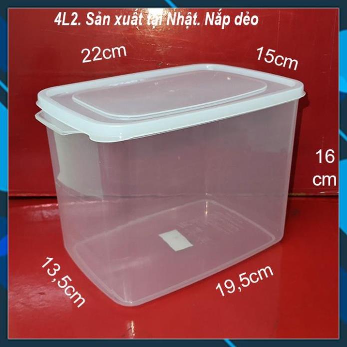 Hộp Nhựa đựng Thực Phẩm Trong Suốt 4l2 Có Nắp Dẻo Kích Thước 22x15cm 